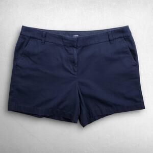 J.CREW Chino Shorts Women 16 Blue Twill Flat Front Slash Pockets Summer Golf